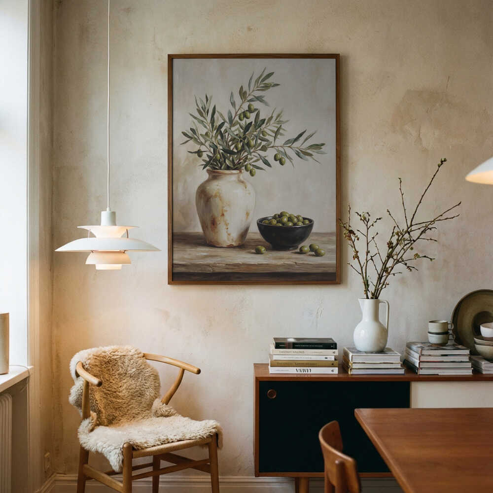 A Ceramic Bowl With Olives Poster