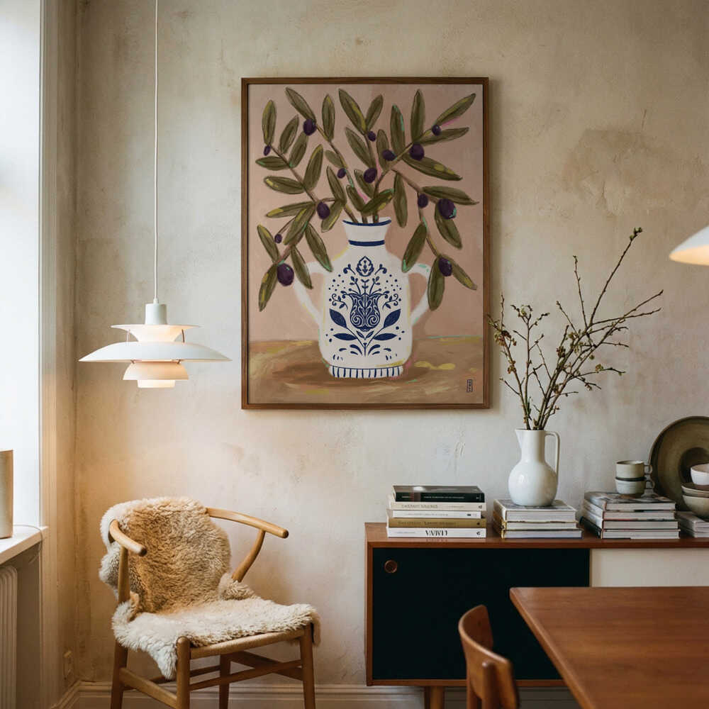Oliegren i en krukke Maleri plakat