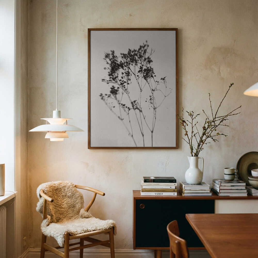 Plakat med Silhuet af Delikat Plante