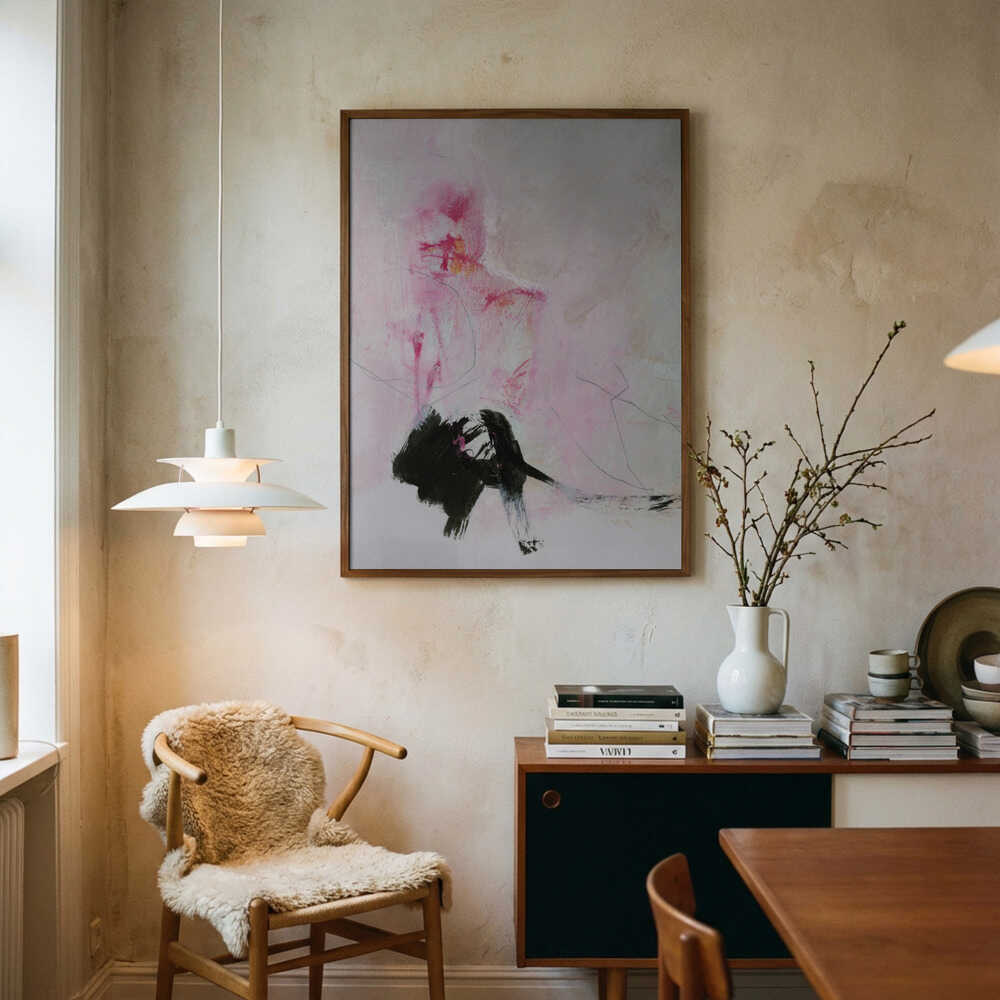 Blush Og Sort Abstrakt Plakat