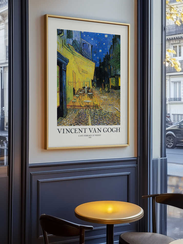Vincent Van Gogh Café Terrasse Om Natten Plakat