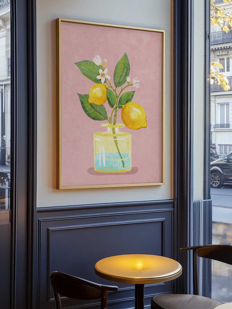 Plakat med citronbuket i vase