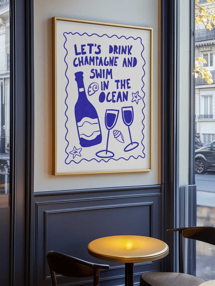 Champagne og Hav Plakat