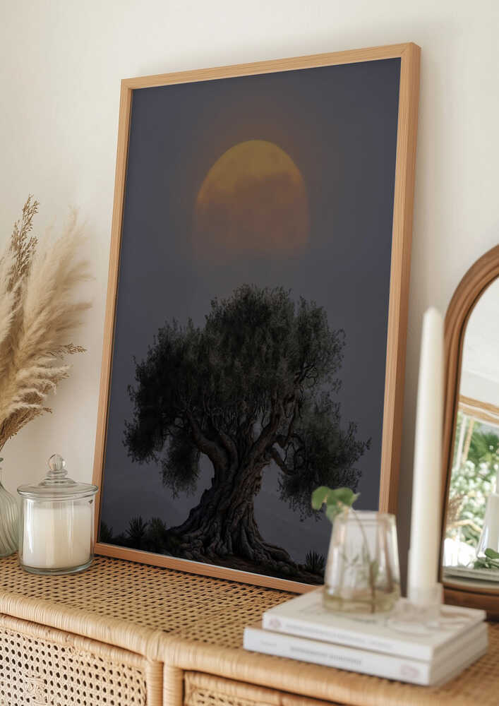 Antik Oliventræ Måne Plakat