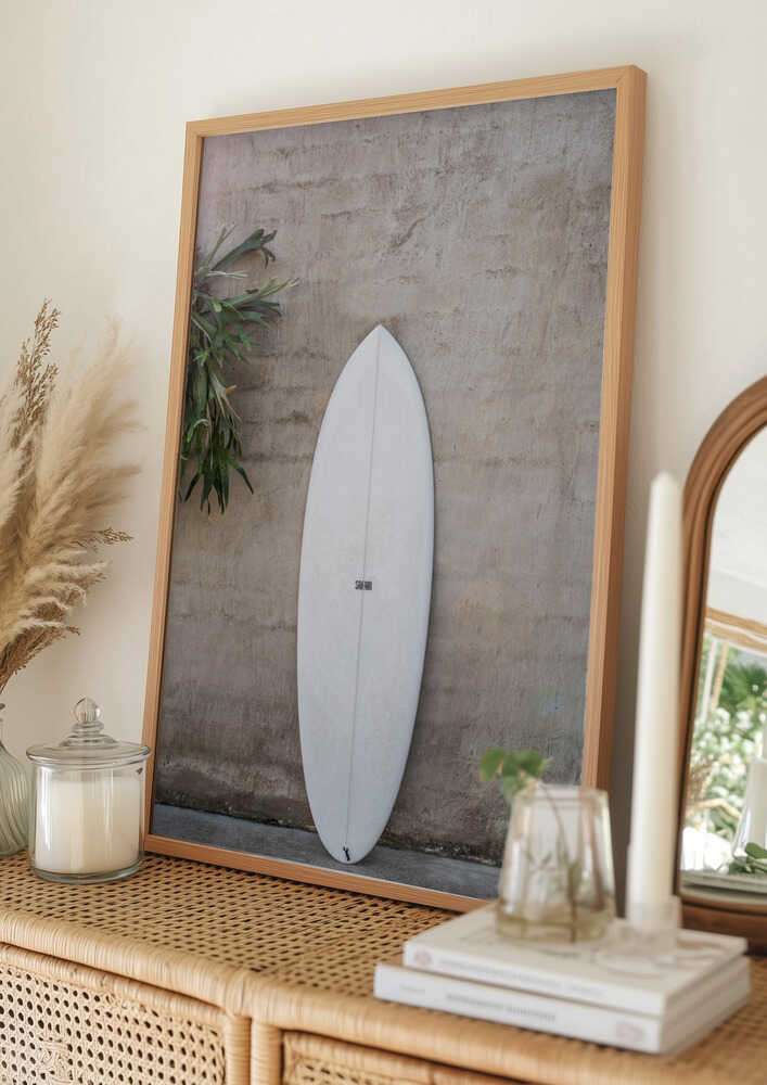 Hvidt surfbræt plakat