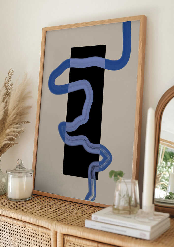 Flowing Blue Lines Rectangle Poster