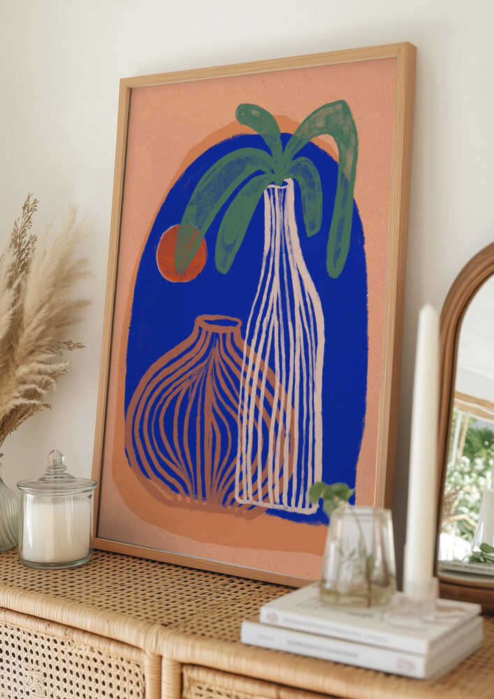 Blue Oasis Vases Poster