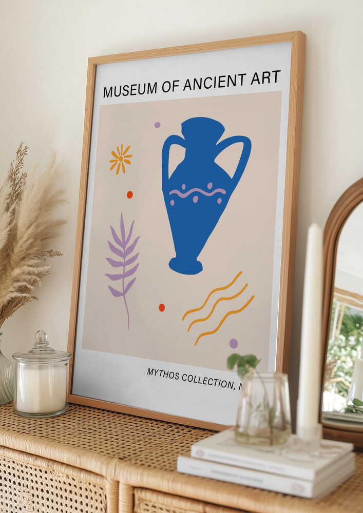 Ancient Blue Amphora Motif Poster