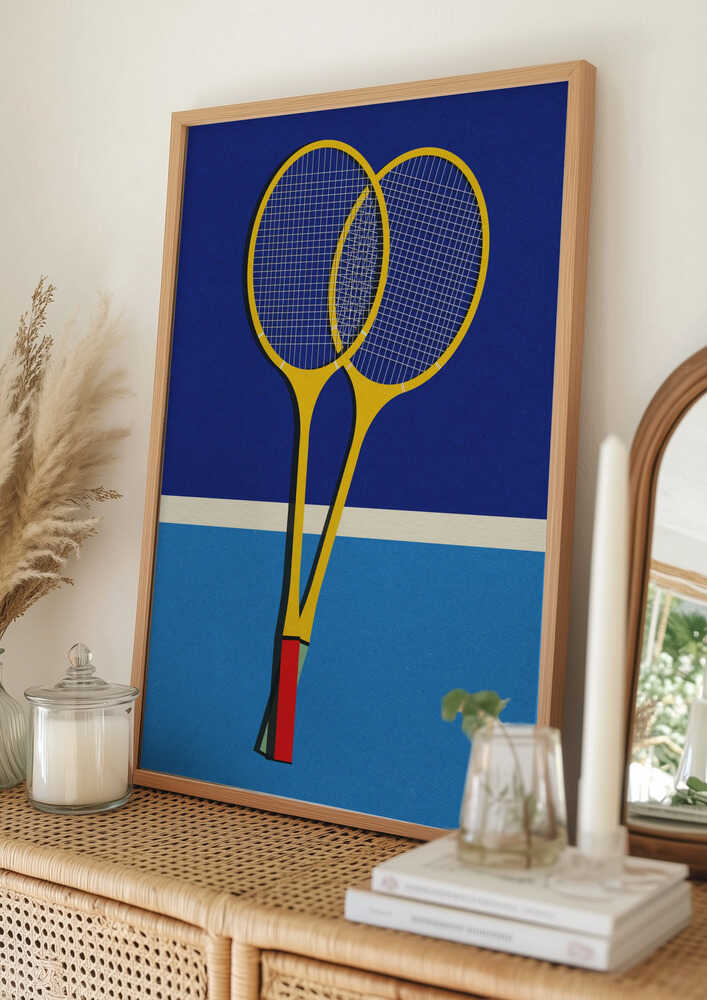Plakat: Badmintonketsjere af træ