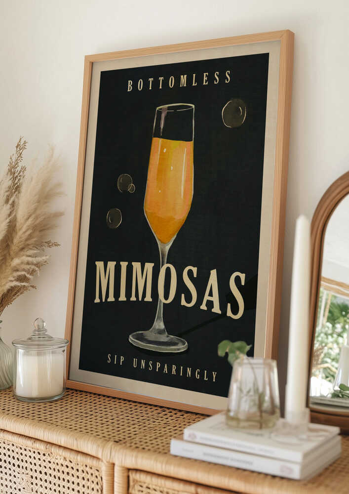 Bottomless Mimosas Art Deco Cocktail Bar Art Poster