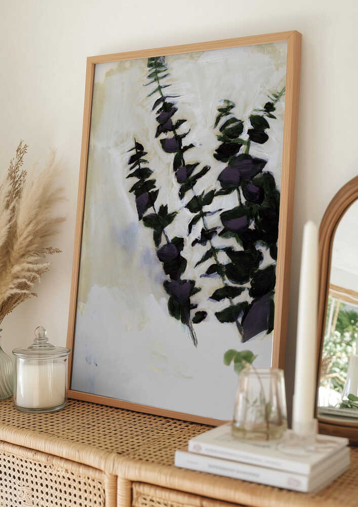 Abstrakt lilla løvplakat