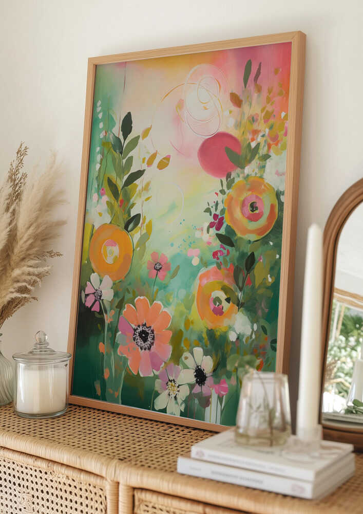 Vibrant Abstract Flowers Poster