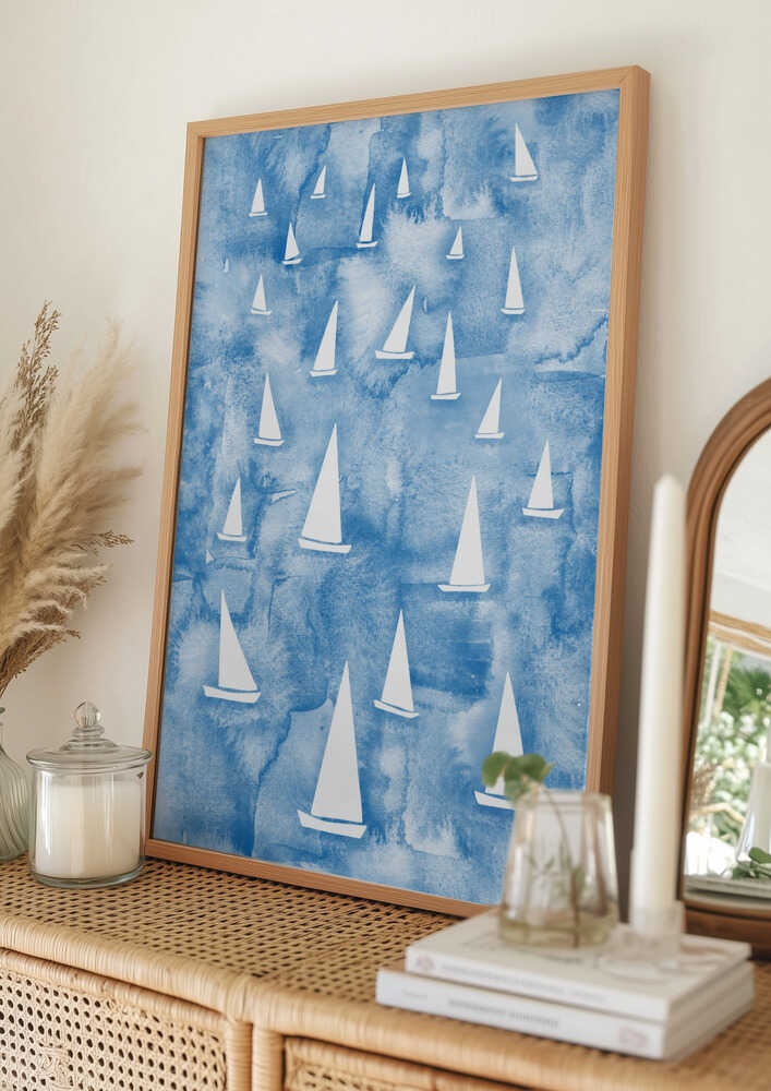 Hvide Sejlbåde Plakat