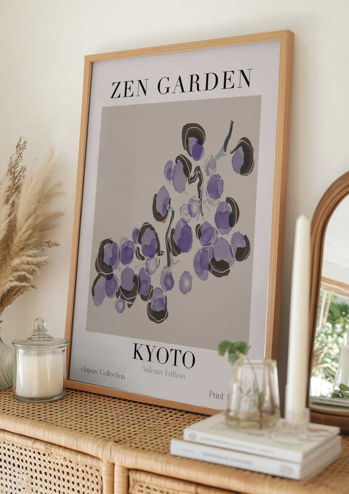 Zen Garden Kyoto lilla klaser-plakat