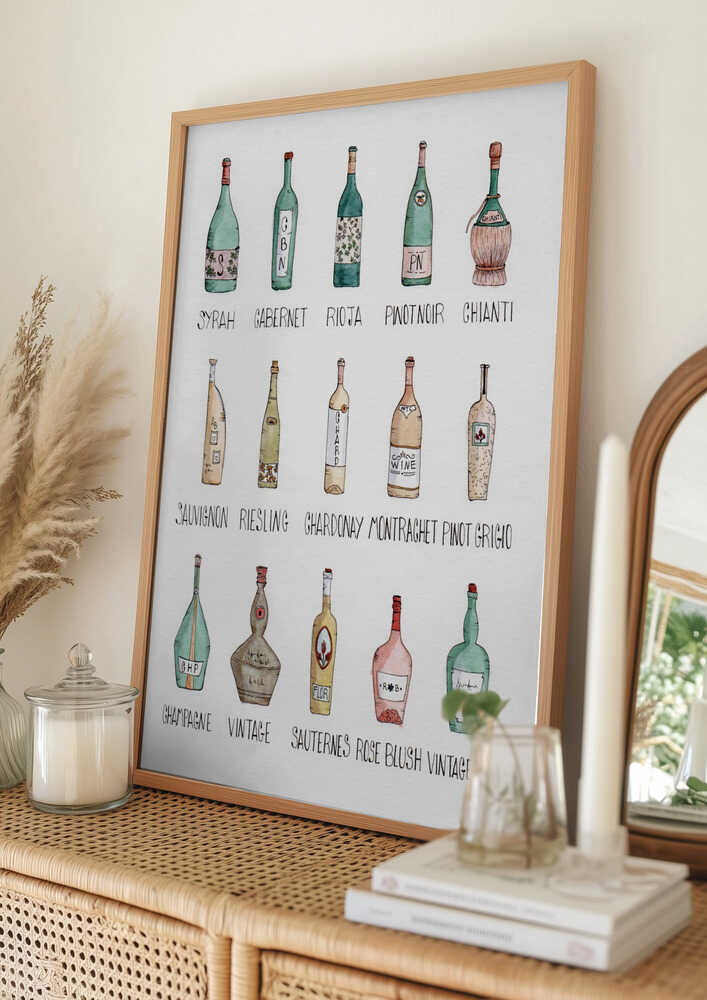 Plakat med Vinflaske-Medley
