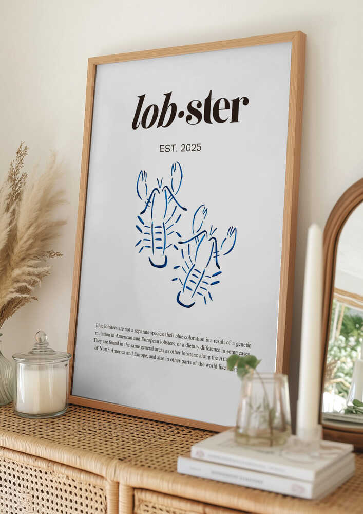 Elegant blå hummerplakat
