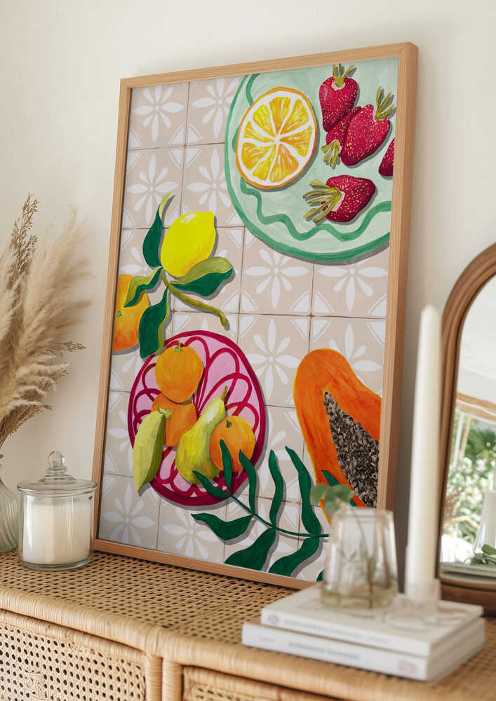 Farverig sommerfrugtplakat