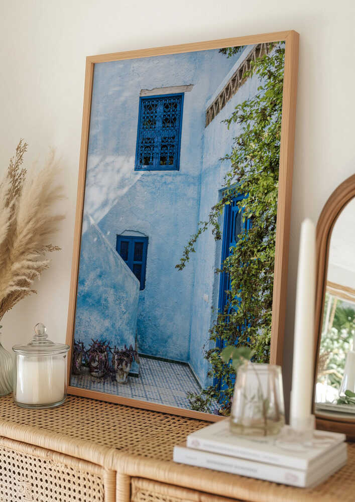 Blue Mediterranean Courtyard Poster