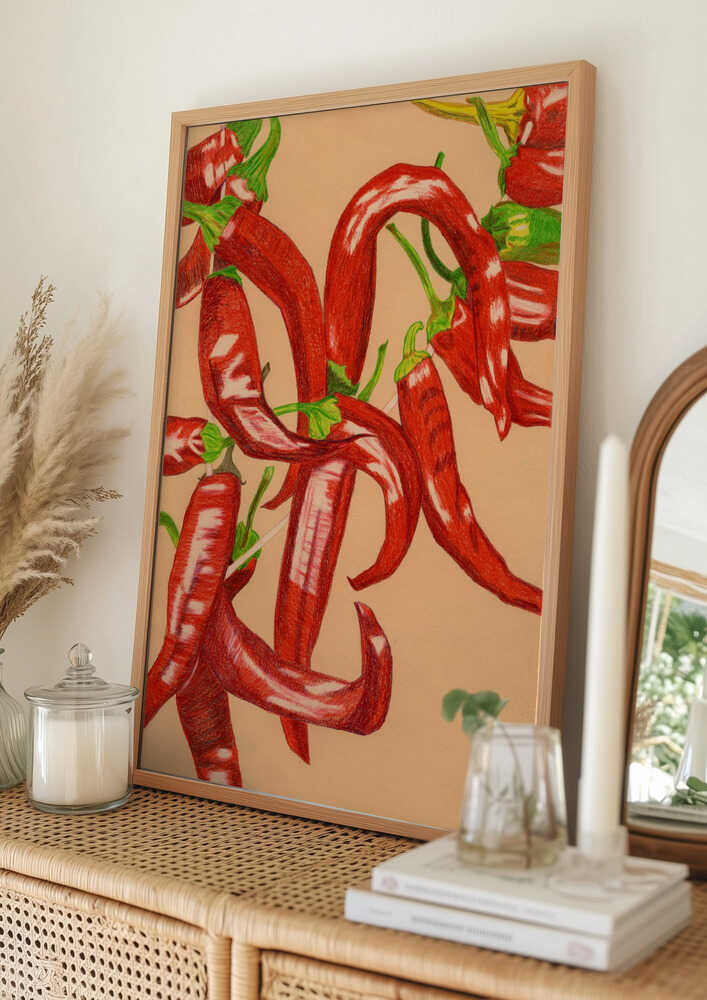 Spicy Red Peppers Poster