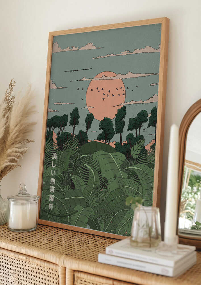 Japansk tropisk solnedgang plakat