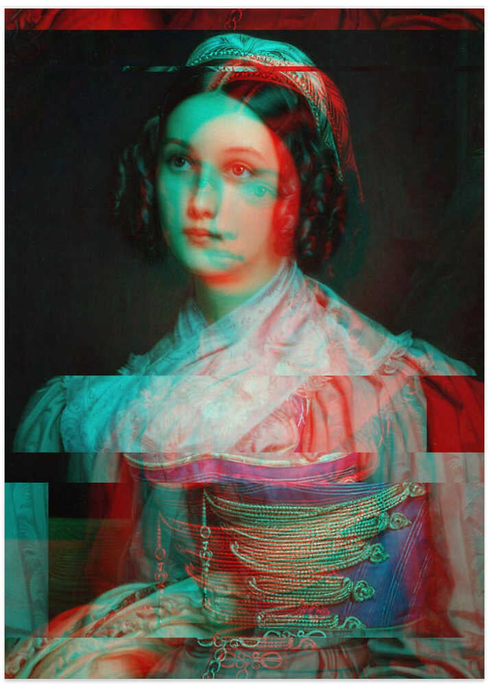 Glitched Portræt af Kvinde Plakat