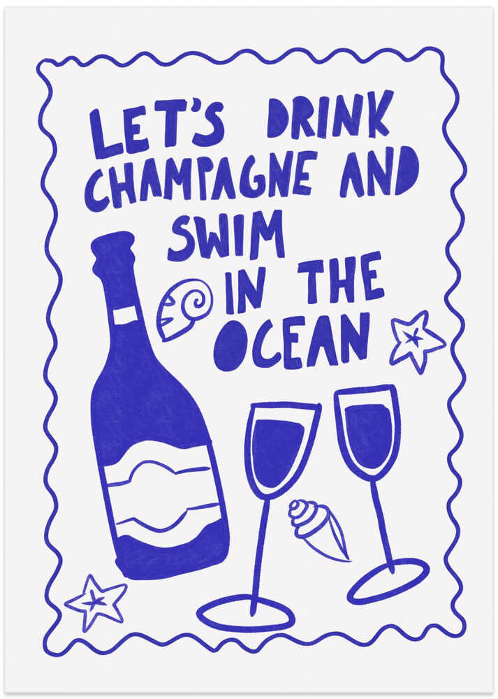 Champagne og Hav Plakat