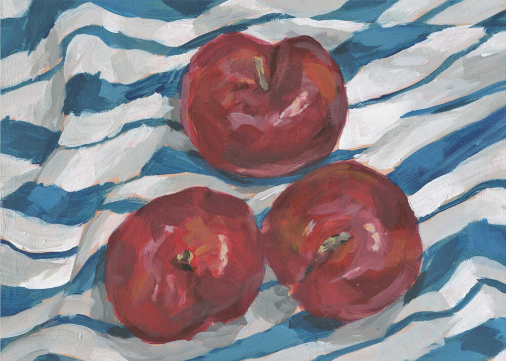 Fresh Apples on Stripes Poster
