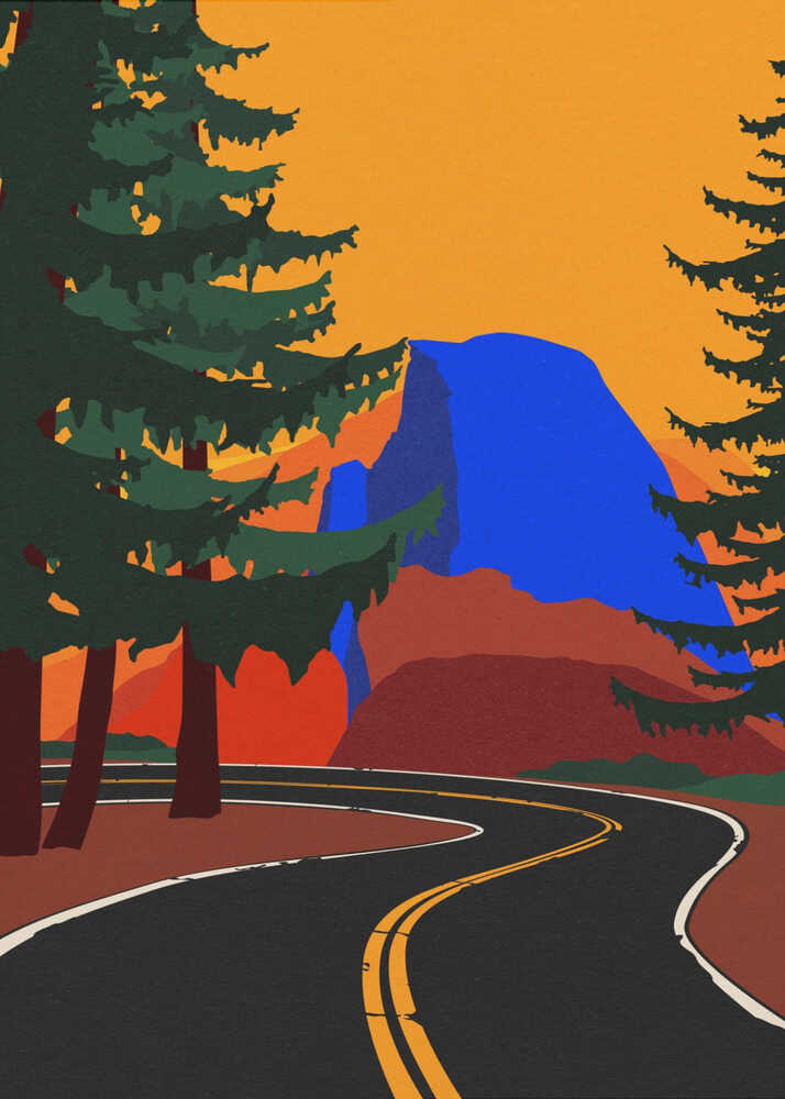 Clacier Road med Half Dome plakat