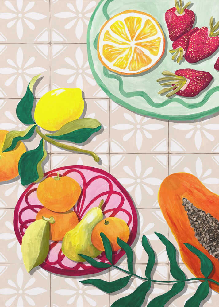 Farverig sommerfrugtplakat