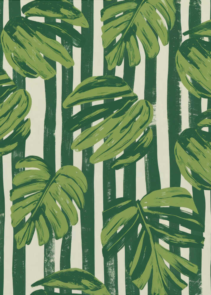 Monstera Leaf Stripes Poster
