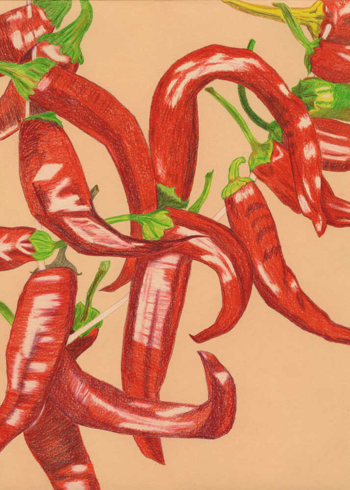 Spicy Red Peppers Poster