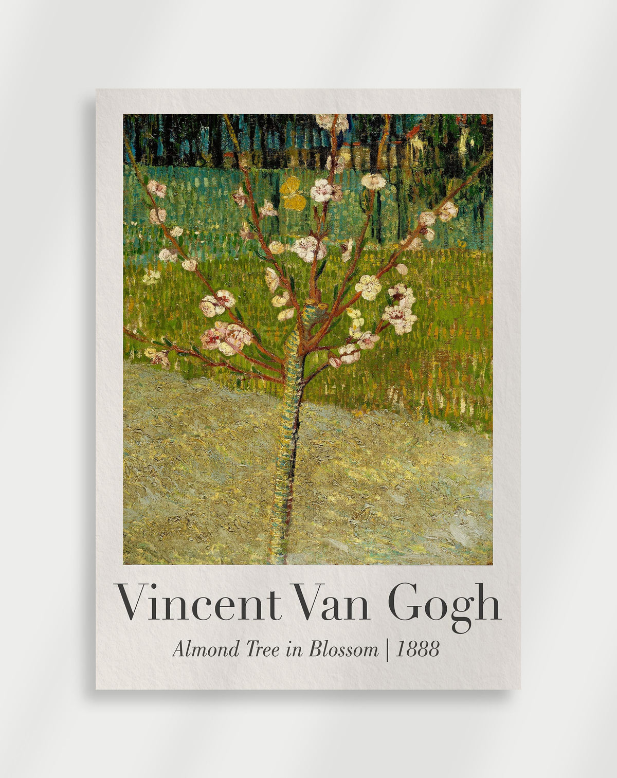 Almond tree in blossom with white flowers against a bright blue sky by Vincent van Gogh
