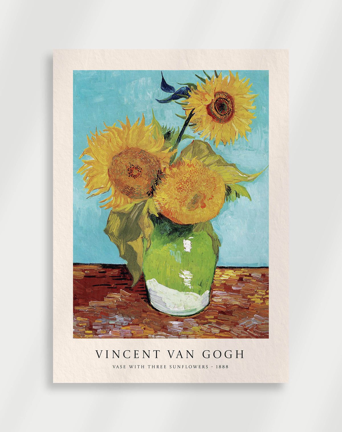 Sunflowers in a vase with bright yellow tones and expressive brushwork by Vincent van Gogh