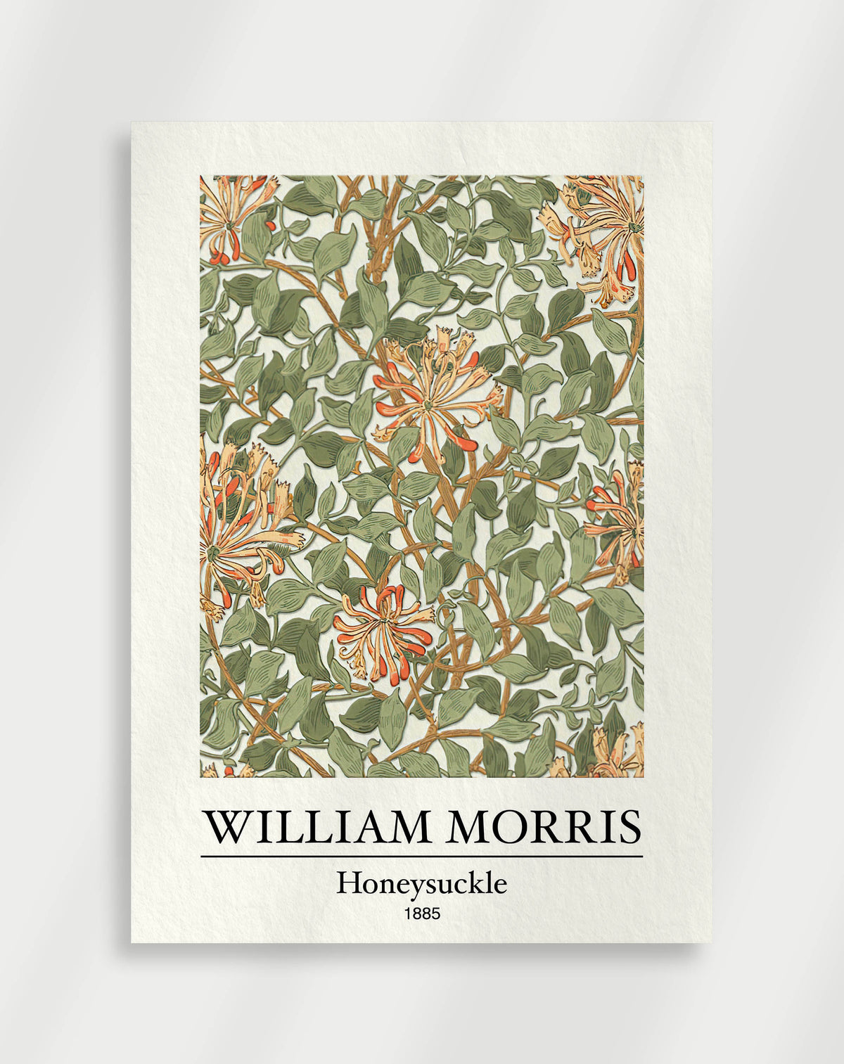 Flowing honeysuckle botanical wall art with elegant vines by William Morris