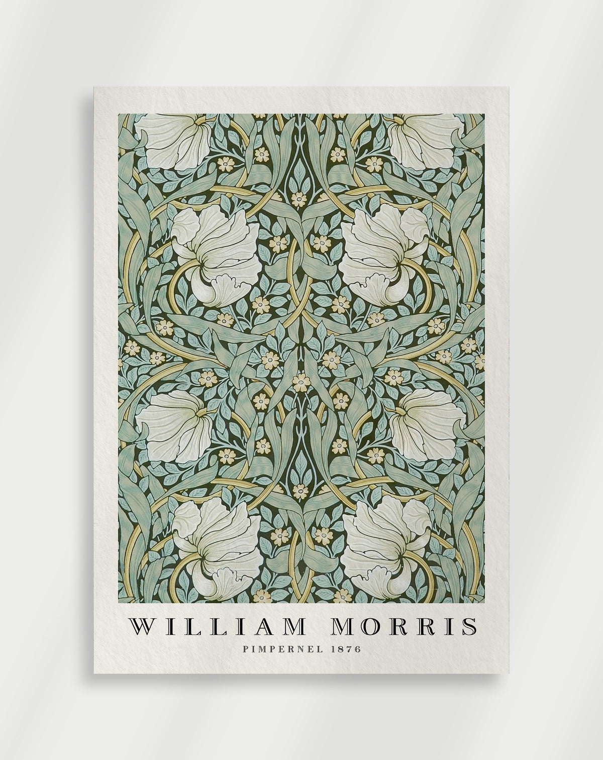 William Morris Pimpernel poster with white flowers and green leaves, 1876