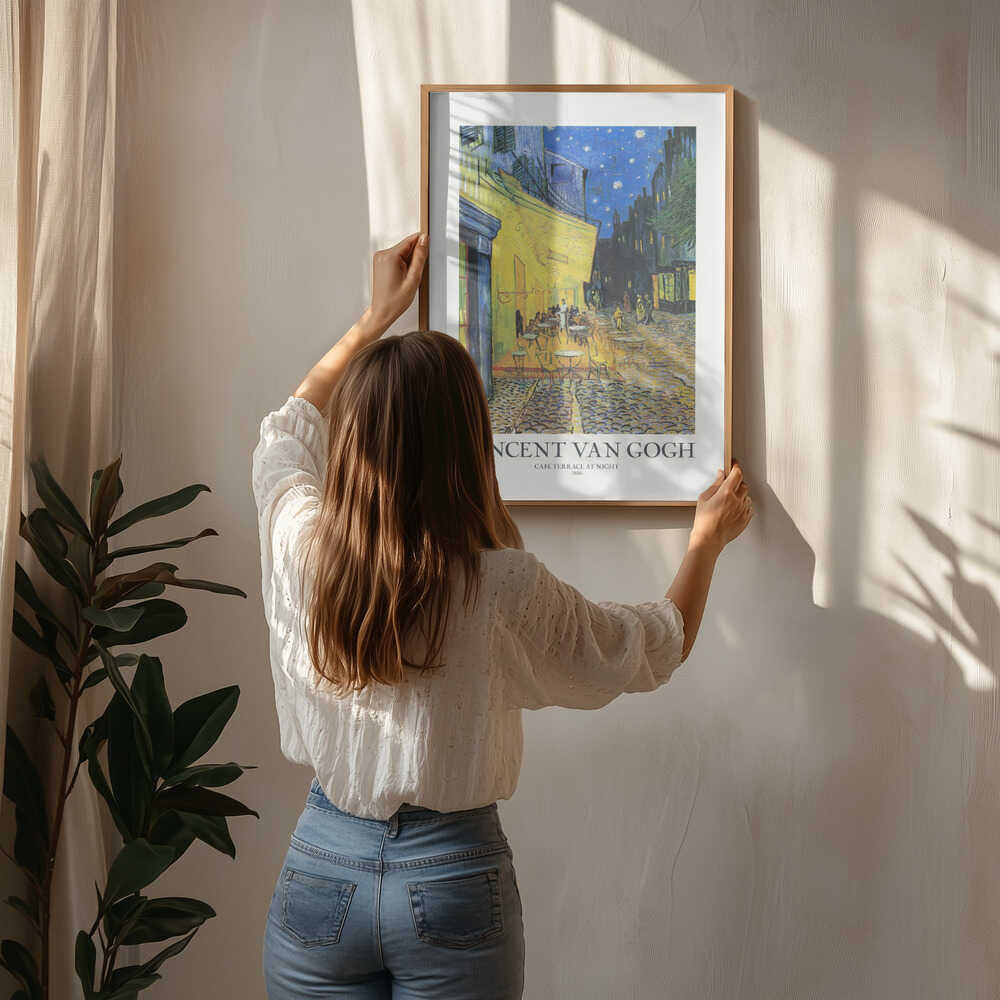 Vincent Van Gogh Café Terrasse Om Natten Plakat