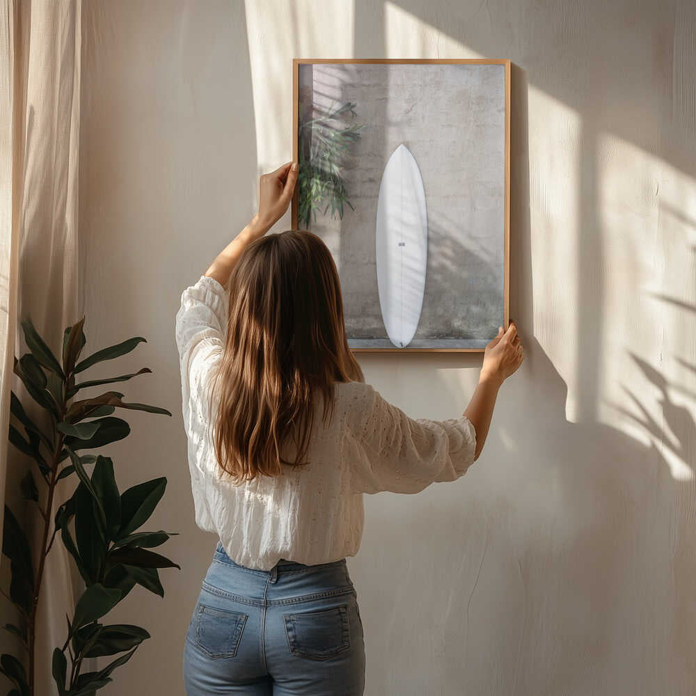 Hvidt surfbræt plakat