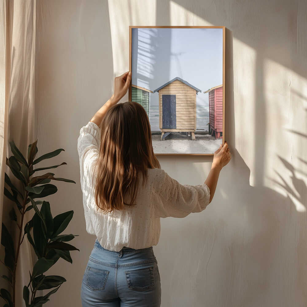 Farverige Strandhytter Plakat