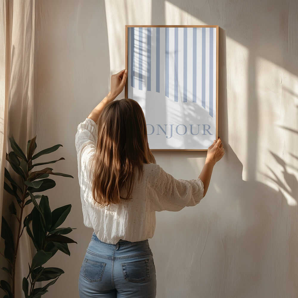Bonjour Stripes Plakat