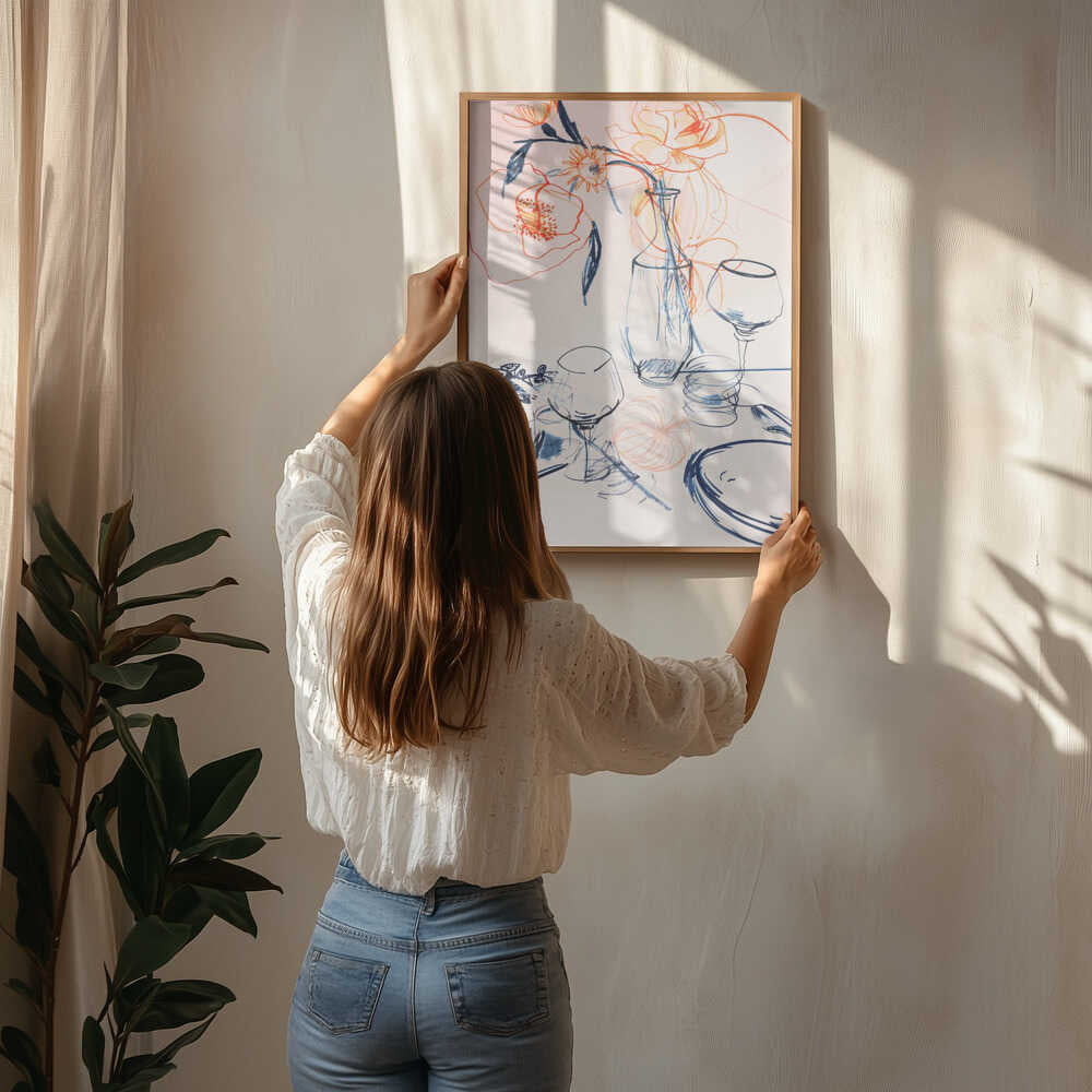 Plakat med blomsterstilleben