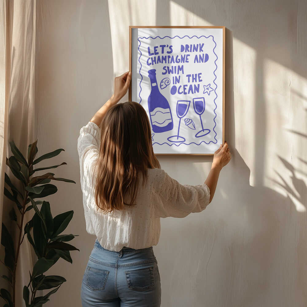 Champagne og Hav Plakat