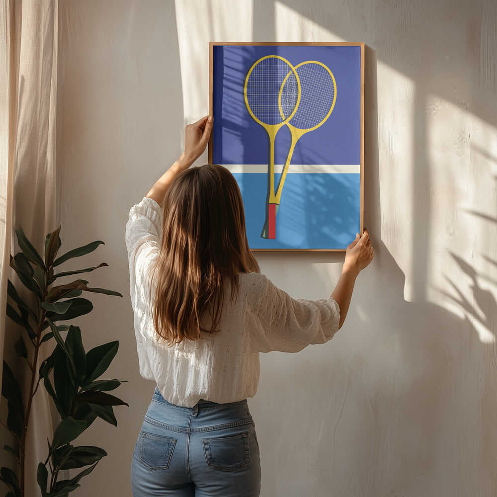Plakat: Badmintonketsjere af træ