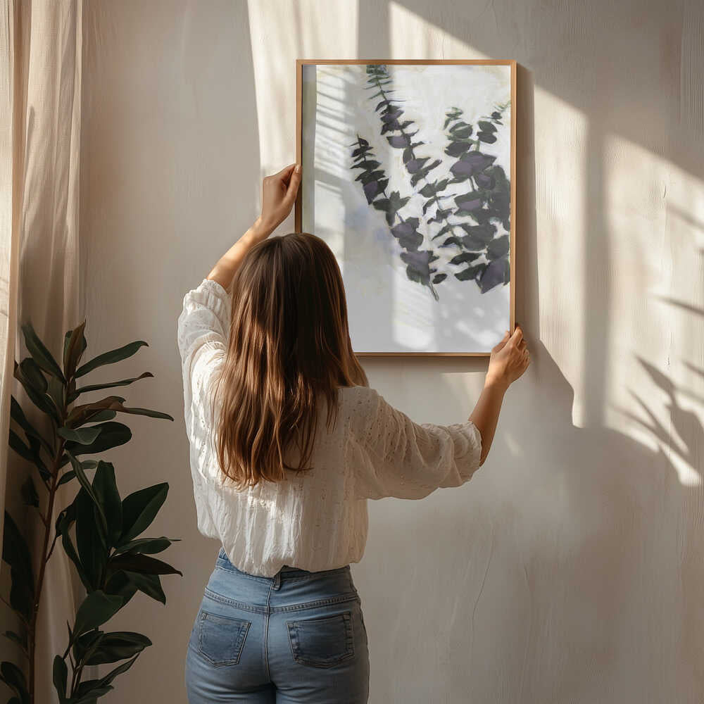 Abstrakt lilla løvplakat
