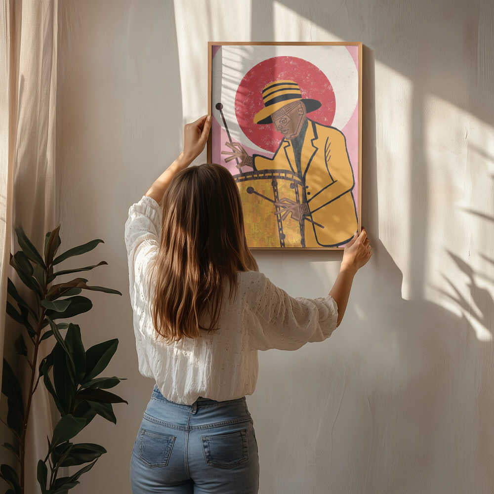 Stylized Jazz Drummer Poster