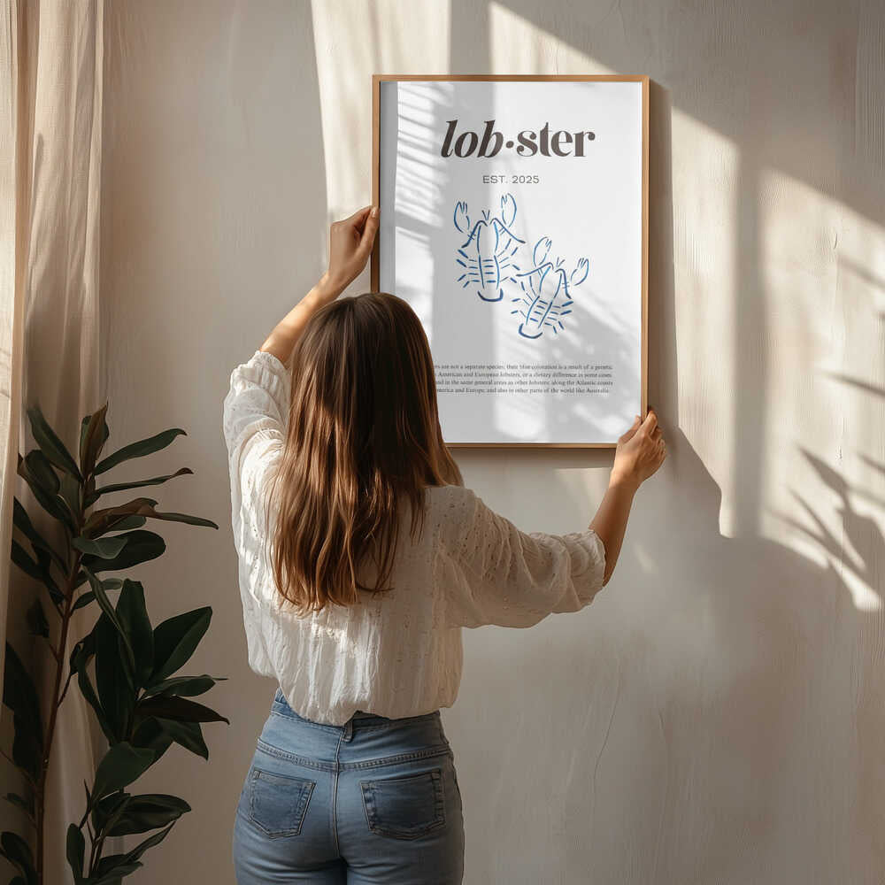 Elegant blå hummerplakat