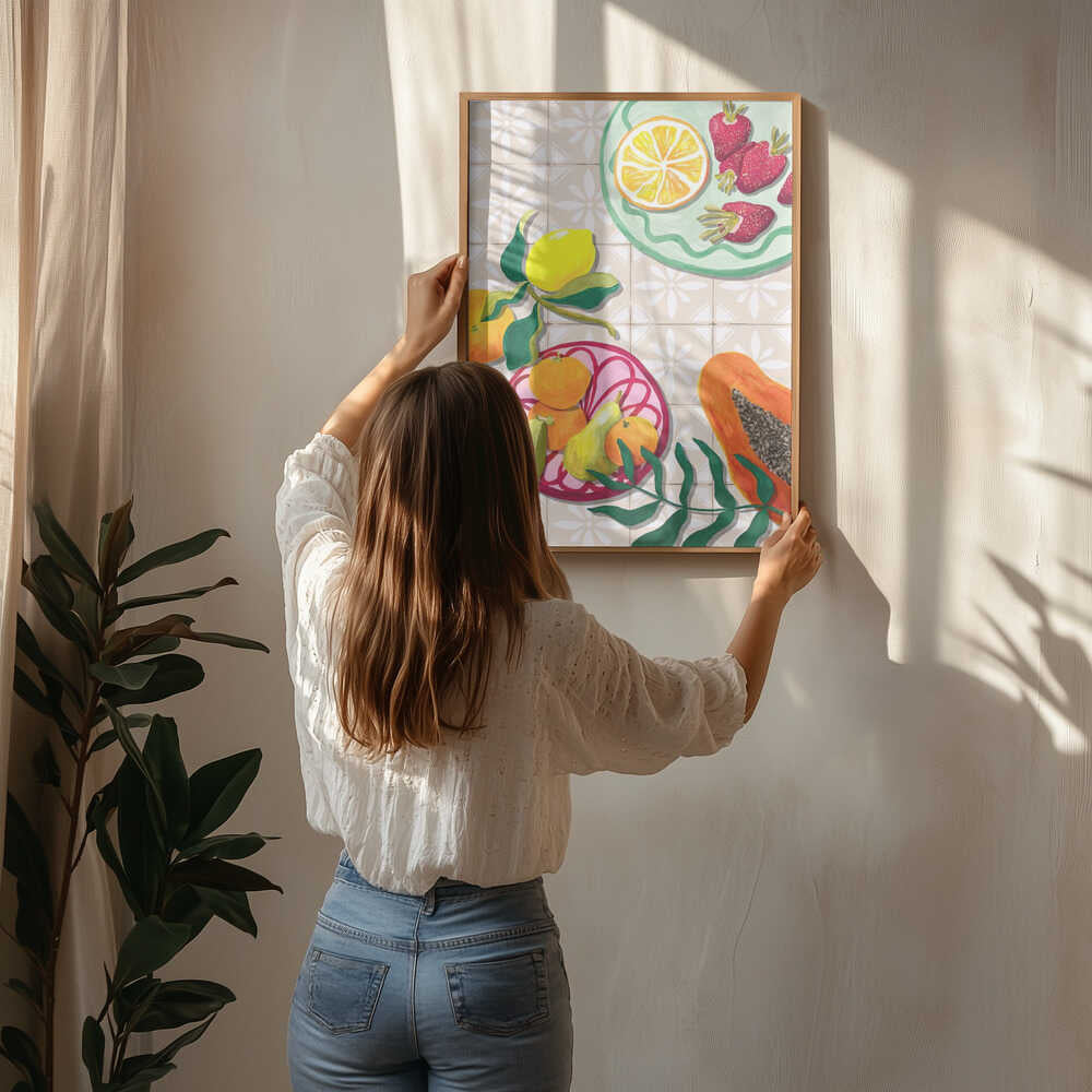 Farverig sommerfrugtplakat