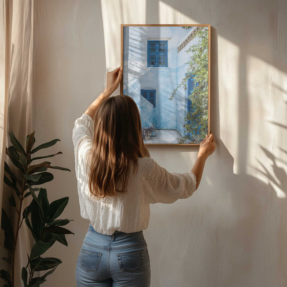 Blue Mediterranean Courtyard Poster