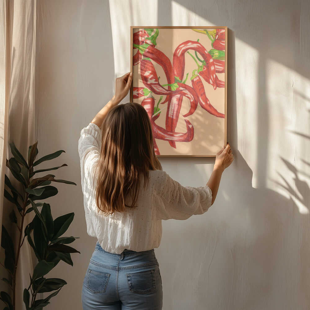 Spicy Red Peppers Poster