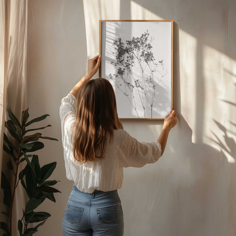 Plakat med Silhuet af Delikat Plante