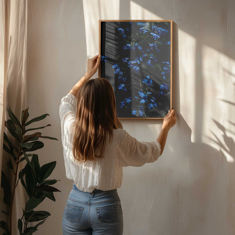 Midnatsblå Blomster Plakat